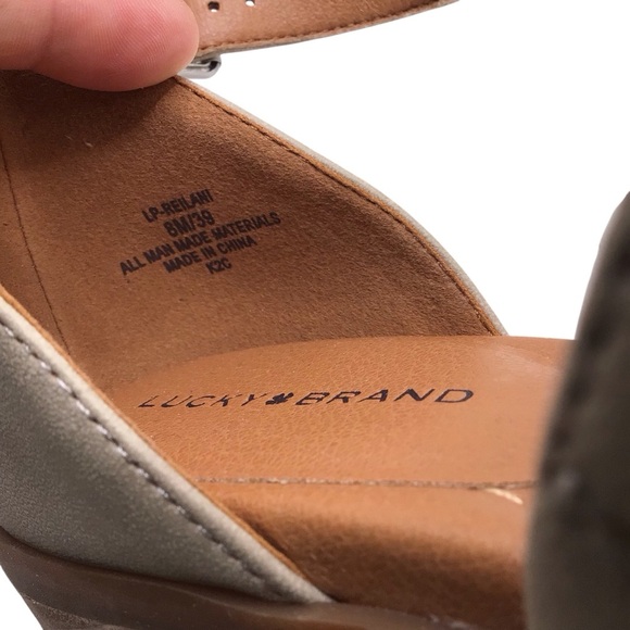 NWOT Lucky Brand Womens Reilani Beige Open Toe Block Heel Sandal Size 8M - Picture 9 of 9